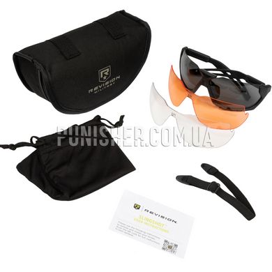 Revision SlingShot Sunglasses 3 Lens Kit (Clear/Smoke/Vermillion), Black, Transparent, Smoky, Vermillion, Goggles