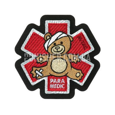 Нашивка M-Tac Paramedic Медведь (вышивка), Черный/Красный, Медик, Cordura