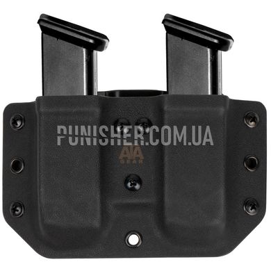 ATA Gear Double Pouch Ver.1 For Glock-17/22/47 Magazine, Black, 2, Belt loop, Glock, For belt, 9mm, .40, Kydex