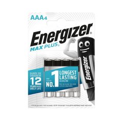 Батарейки Energizer LR03 Alkaline AAA Max Plus, 4 шт (1,5V), Чорний, AAA