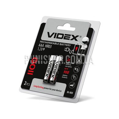 Videx HR03/AAA 1100mAh Ni-Mh 2pcs Battery, White/Black, AAA