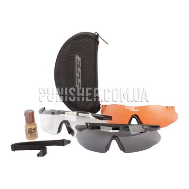 ESS ICE 2x 3 Lens Ballistic Glasses Kit, Black, Amber, Transparent, Smoky, Goggles