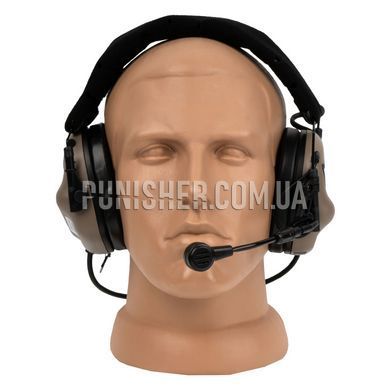 Активная гарнитура Earmor M32X Mark 3 DualCom MilPro с креплением на рельсы шлема, Tan, Подшлемные, С адаптерами, 22, Dual