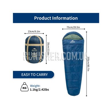 Naturehike MJ300 Sleeping bag with hood, Navy Blue, Sleeping bag