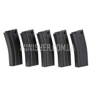 Набор магазинов Specna Arms Hi-Cap Metal 300 BB для M4/M16, 5 шт, Черный, Бункерный, M4/M16/AR-15/SCAR-L, Металл