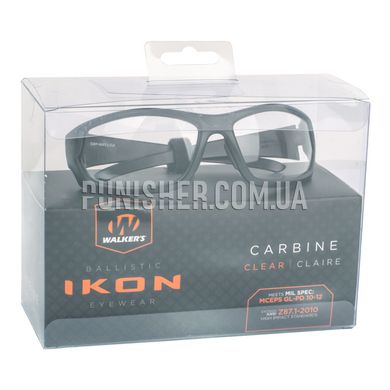 Walker’s IKON Carbine Glasses with Clear Lens, Black, Transparent, Goggles