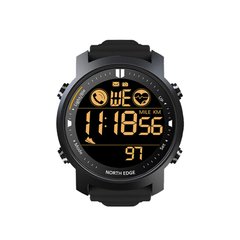 North Edge Laker 5BAR Watch, Black, Alarm, Date, Day of the week, Month, Pedometer, Backlight, Heart rate monitor, Stopwatch, Timer, Tachymeter, Fitness tracker, Bluetooth