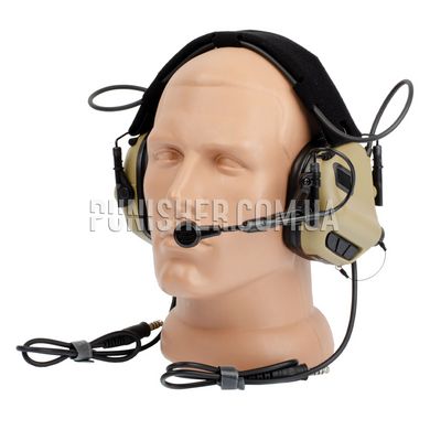 Earmor M32 Mark 3 DualCom MilPro Headset, Coyote Tan, Headband, 22, Dual