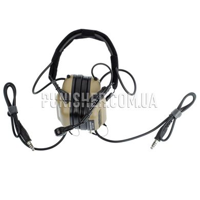 Earmor M32 Mark 3 DualCom MilPro Headset, Coyote Tan, Headband, 22, Dual