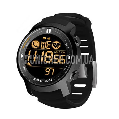 North Edge Laker 5BAR Watch, Black, Alarm, Date, Day of the week, Month, Pedometer, Backlight, Heart rate monitor, Stopwatch, Timer, Tachymeter, Fitness tracker, Bluetooth