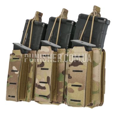 Магазинный подсумок IdoGear LSR 9mm&5.56 Triple Mag Pouch, Multicam, 3, Molle, AR15/М4, М14, M16, HK416, Glock, Beretta, Для плитоноски, 9mm, 5.56, Нейлон