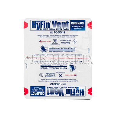 Окклюзионная повязка NAR HyFin Compact Vent Chest Seal, двойной пакет, Белый, Окклюзивная повязка