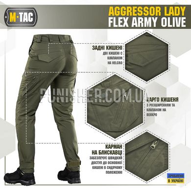 M-Tac Aggressor Lady Flex Pants Army Olive, Olive, 24/28