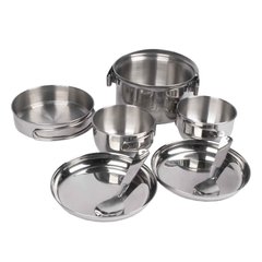 M-tac Stainless-Steel Mess Kit for 2 persons, Silver, Set of dishes