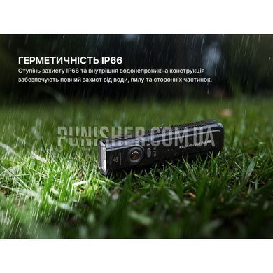 Компактний ліхтар-брелок Fenix E06R PRO RG, Чорний, Ручний, USB, Зелений, Білий, Червоний
