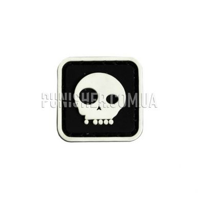Skull 3D PVC Patch, White/Black, PVC