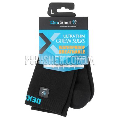 Dexshell Ultra Thin Crew Socks, Black, Small, Demi-season