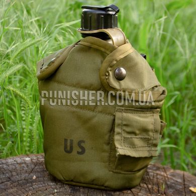 Фляга Армии США US Military Army с подсумком (Бывшее в употреблении), Olive, Фляга