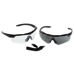 Комплект балістичних окулярів ESS Crossbow 2x Ballistic Eyeshields Kit Clear & Smoke Gray Lens, Чорний, Прозорий, Димчастий, Окуляри