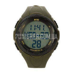 Часы тактические M-Tac с шагомером, Olive, Будильник, Дата, Год, Календарь, Шагомер, Подсветка, Секундомер, Таймер, Фитнес-трекер, Тактические часы