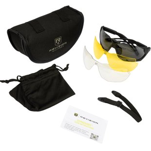 Комплект балістичних окулярів Revision SlingShot 3 лінзи (Clear/Smoke/Yellow), Чорний, Прозорий, Димчастий, Жовтий, Окуляри