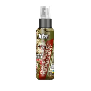 Репелент-спрей від комах HTA MAXI DEET 100% Tick & Insect Repellent 100 ml, Прозорий