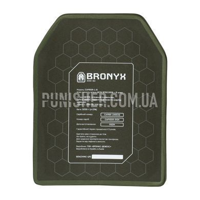 Бронеплита Bronyx CAP6 (НВМПЕ + SiC) 6 клас Large, Olive, Бронепластини, 6, Large, Кераміка, Надвисокомолекулярний поліетилен