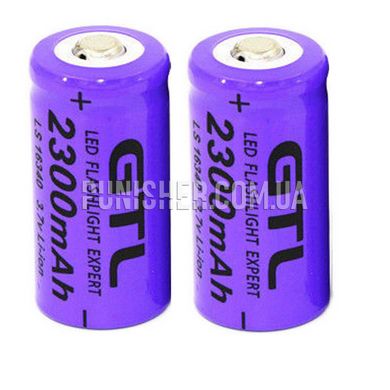 Аккумулятор Li-ion 16340 GTL 3.7V(2300 mAh), Фиолетовый, 2000000005683, 16340