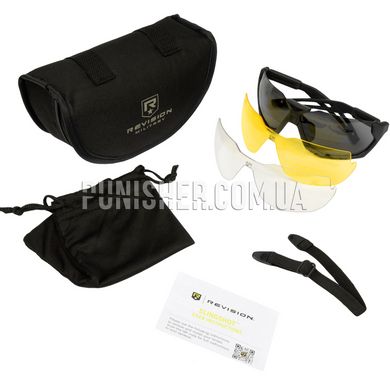 Revision SlingShot Sunglasses 3 Lens Kit (Clear/Smoke/Yellow), Black, Transparent, Smoky, Yellow, Goggles