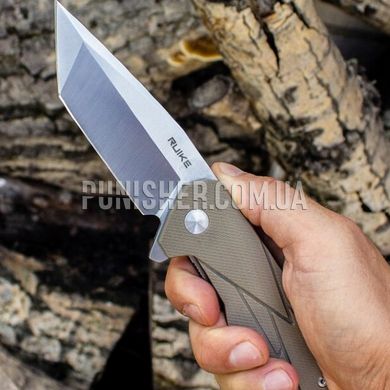 Ruike P138 Folding Knife, Brown, Knife, Folding, Smooth