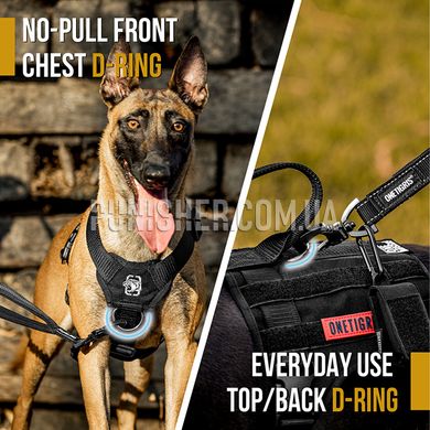 Шлея-жилет OneTigris Colossus Tactical Harness для собак, Чорний, Medium
