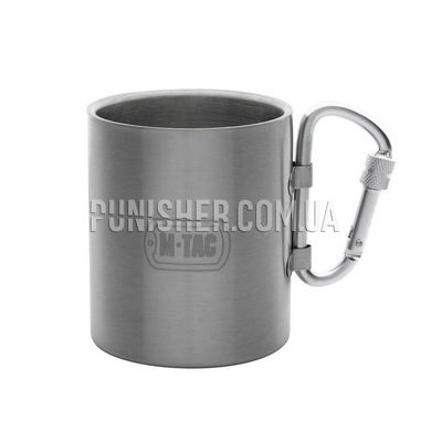 M-Tac Stainless Steel Mug with Carabiner handle, Silver, Термопосуда
