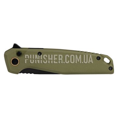 Ruike P873 Folding Knife, Olive/Black, Knife, Folding, Smooth