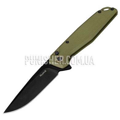 Ruike P873 Folding Knife, Olive/Black, Knife, Folding, Smooth