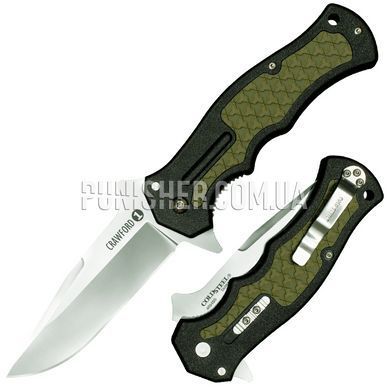 Cold Steel Crawford 1 Folding Knife, Olive/Black, Knife, Folding, Smooth