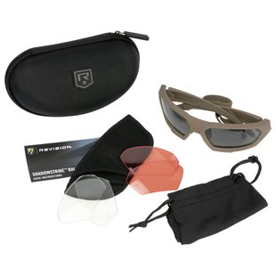 Комплект балістичних окулярів Revision ShadowStrike Deluxe з червоною лінзою, Tan, Прозорий, Димчастий, Vermillion, Окуляри