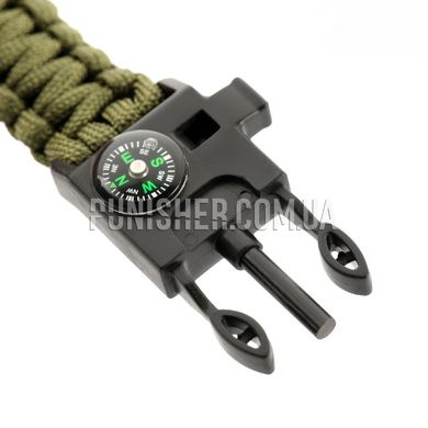 M-Tac Paracord Bracelet with Compass, Olive, Medium