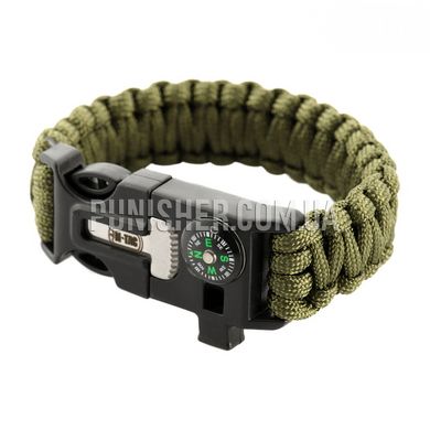 M-Tac Paracord Bracelet with Compass, Olive, Medium