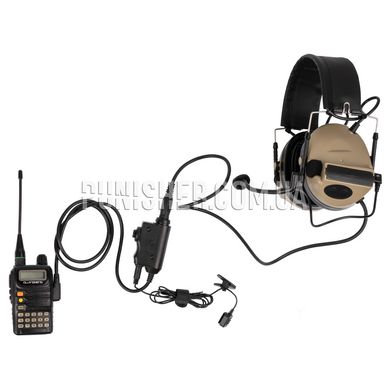 Кнопка PTT Earmor M52 під Kenwood (Baofeng) з виносною кнопкою, Чорний, Kenwood/Baofeng