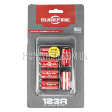 Комплект батареек Surefire CR123A 3 Volt 6шт, Красный, CR123A