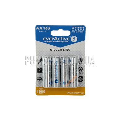 EverActive AA 2000mAh Silver Line 4pcs Battery, Silver, AA