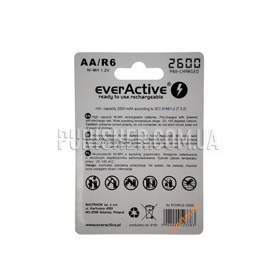 Акумулятор EverActive AA 2000mAh Silver Line 4шт, Срібний, AA