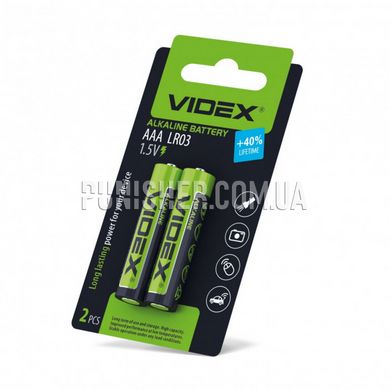 Батарейка лужна Videx LR03/AAA, 2шт, Зелений, AAA