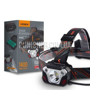 Videx H056 Portable LED Flashlight 1400Lm, Black, Headlamp, Accumulator, White, Red, 1400