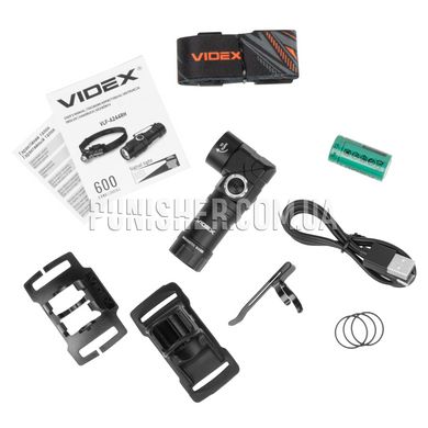 Videx VLF-A244RH 600Lm Portable LED Flashlight, Black, Headlamp, Flashlight, Accumulator, Battery, White, Red, 600