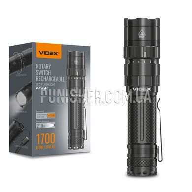 Videx A156R Portable LED Flashlight 1700Lm, Black, Flashlight, Accumulator, White, 1700
