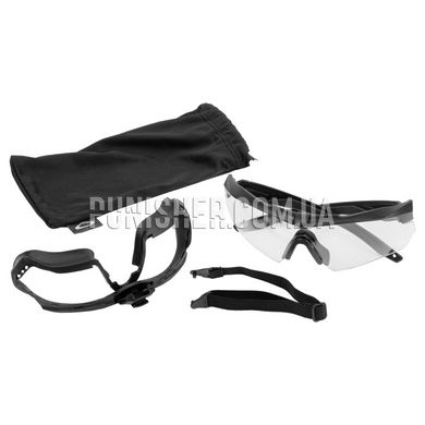 Балістичні окуляри ESS Crossbow з прозорою лінзою та накладкою, Чорний, Прозорий, Окуляри