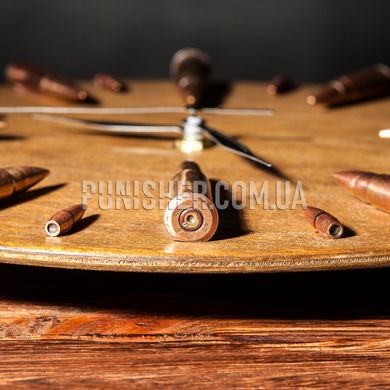 Годинник "Доброволець" виконані з відстріляних гільз і куль, Коричневий, Настінний годинник