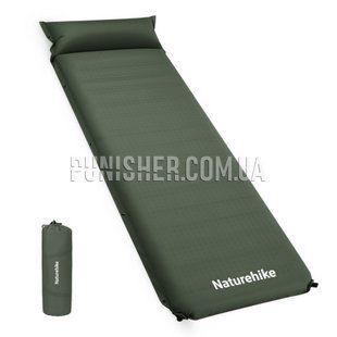 Килимок самонадувний Naturehike CNK2450WS020 одномісний з подушкою, 100 мм, Olive, Килимок