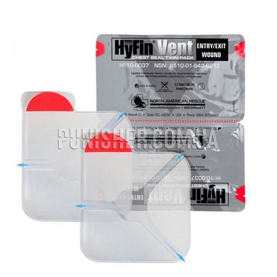 Окклюзионная повязка NAR HyFin Vent Chest Seal, двойной пакет, Серый, Окклюзивная повязка